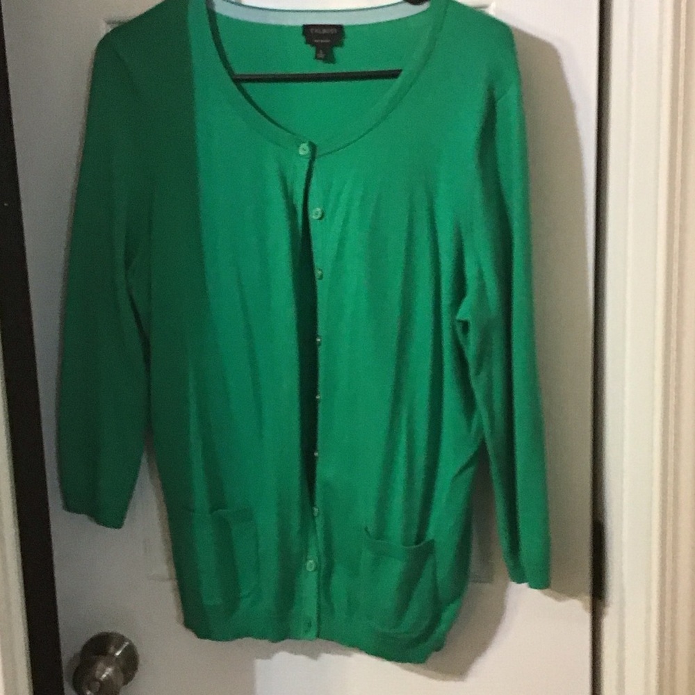 Talbots Green Button-Down Cardigan Sweater